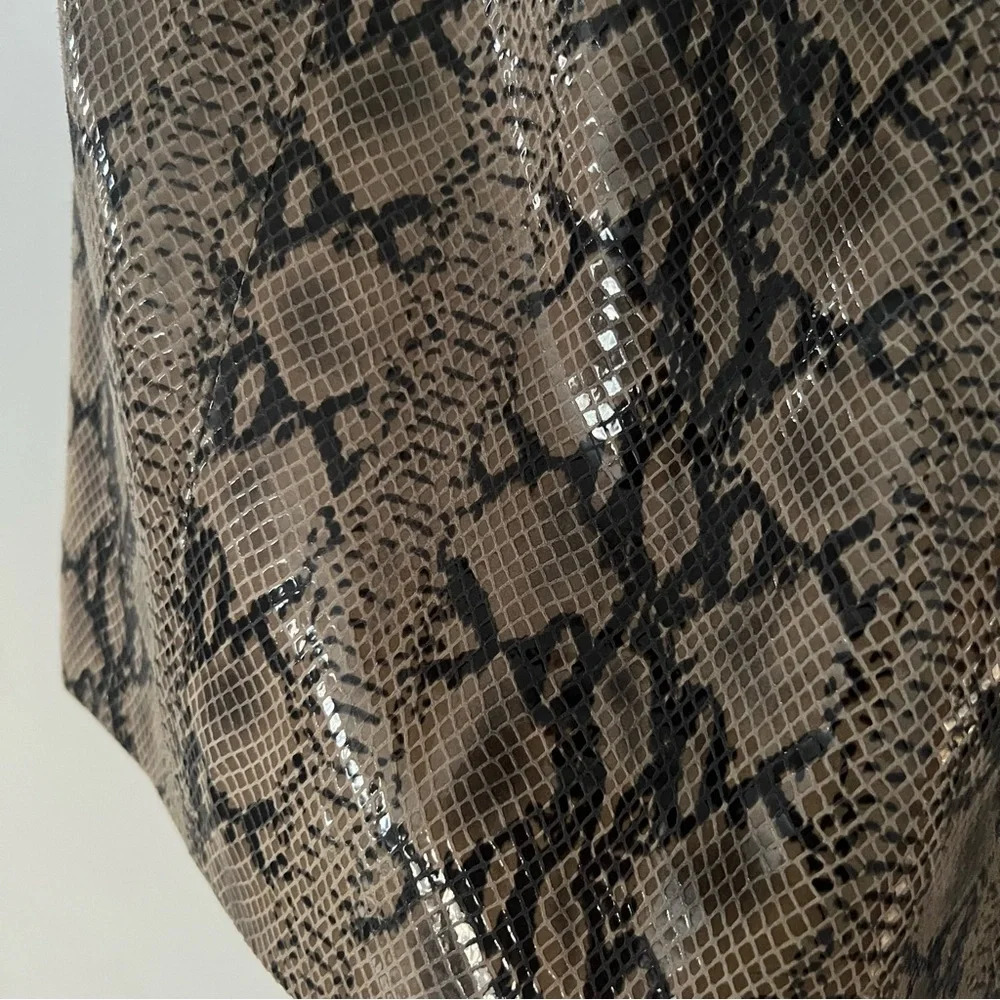 Eccoci Leather Snake Print Pencil Skirt Knee Length 4 Python Animal Lux Classy - Picture 2 of 10